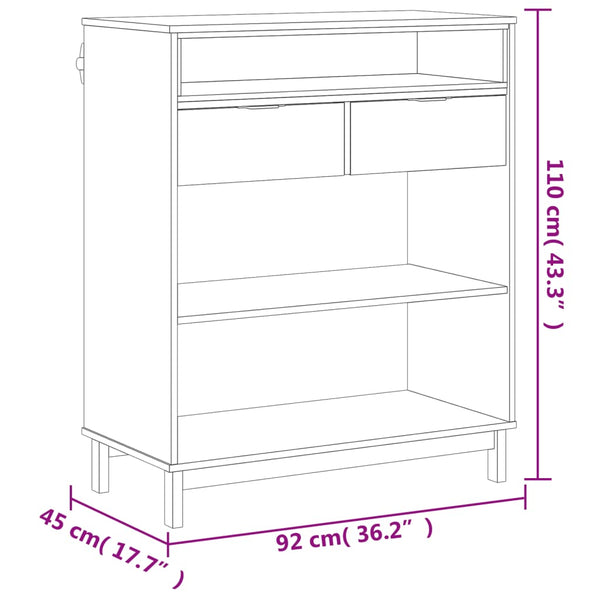 Bartisch FLAM Kiefer Massivholz 92x45x110 cm
