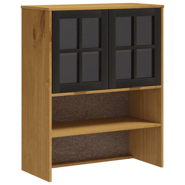 Highboard-Aufsatz FLAM, Kiefer Massivholz, Glastüren
