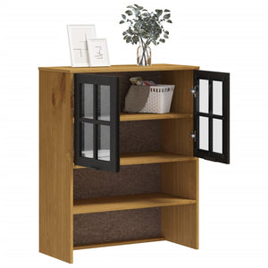 Highboard-Aufsatz FLAM, Kiefer Massivholz, Glastüren
