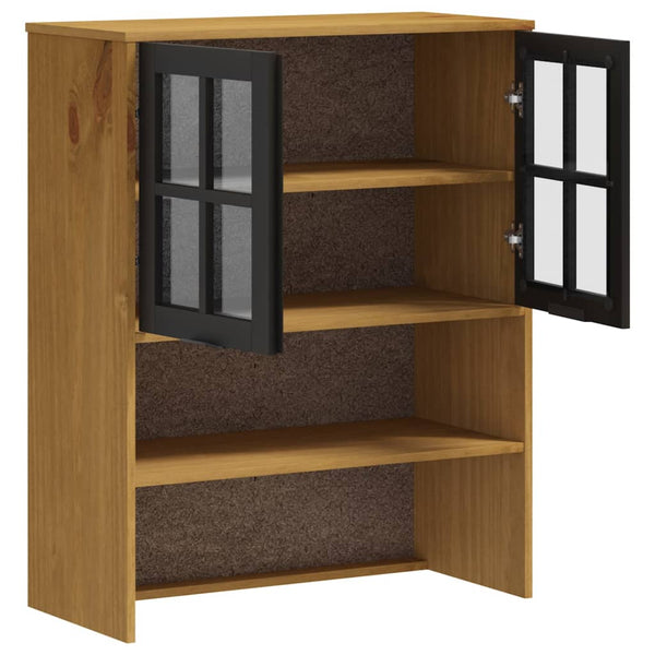 Highboard-Aufsatz FLAM, Kiefer Massivholz, Glastüren