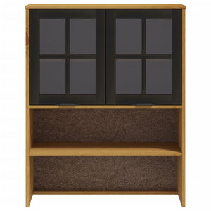 Highboard-Aufsatz FLAM, Kiefer Massivholz, Glastüren