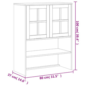 Highboard-Aufsatz FLAM, Kiefer Massivholz, Glastüren