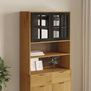 Highboard-Aufsatz FLAM, Kiefer Massivholz, Glastüren