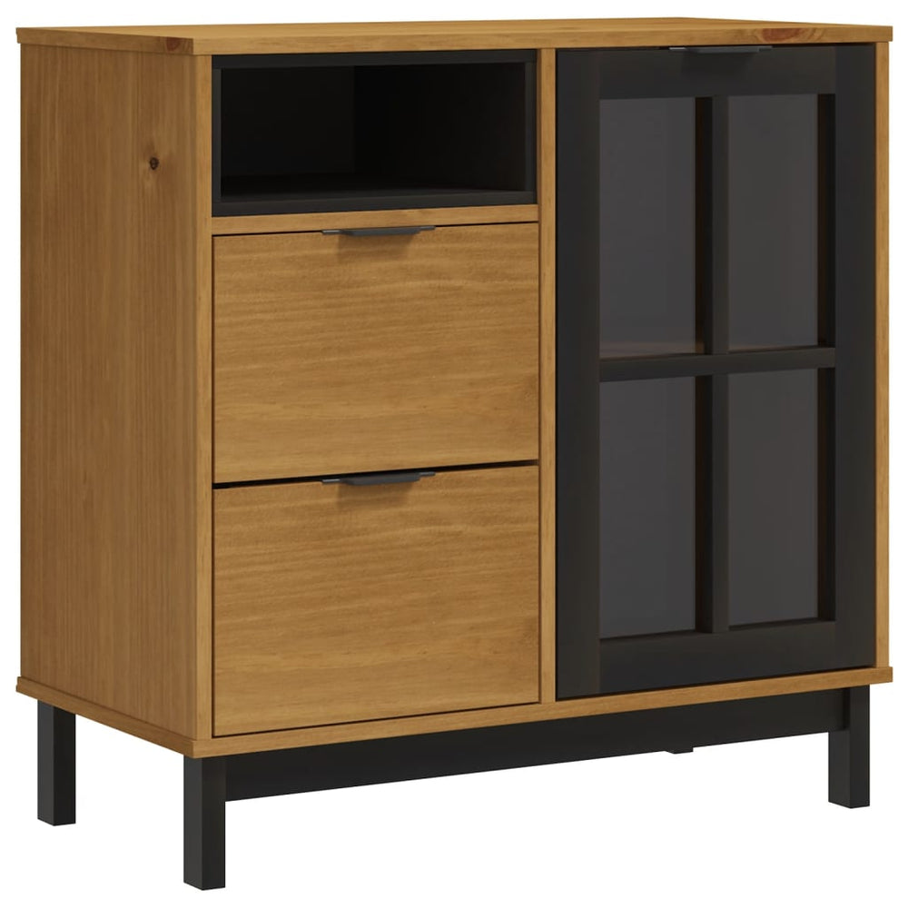 vidaXL Sideboard with Glass Door FLAM 80x40x80 cm Solid Pine