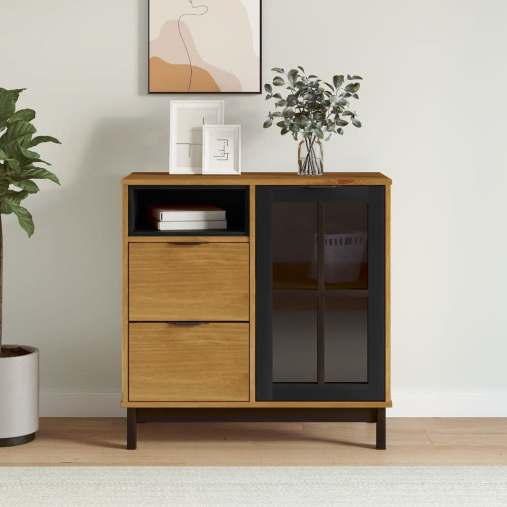 vidaXL Sideboard with Glass Door FLAM 80x40x80 cm Solid Pine