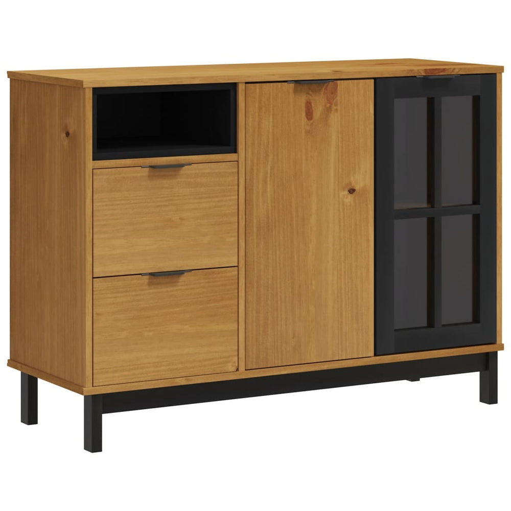 vidaXL Sideboard with Glass Door FLAM 110x40x80 cm Solid Pine Wood