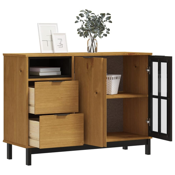 Sideboard Kiefer Massivholz mit Glastür 110 cm