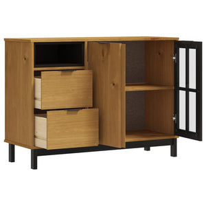 Sideboard Kiefer Massivholz mit Glastür 110 cm
