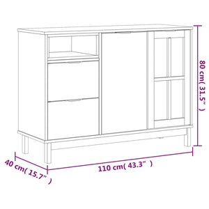 Sideboard Kiefer Massivholz mit Glastür 110 cm