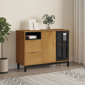 Sideboard Kiefer Massivholz mit Glastür 110 cm