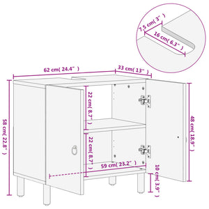 Waschbeckenunterschrank Mango Massivholz 62 cm
