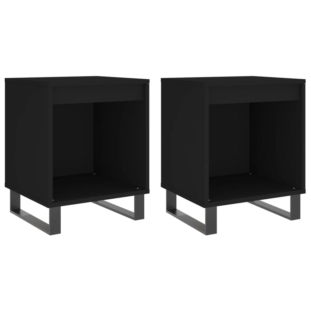 Nachttische Schwarz Holz 2er-Set