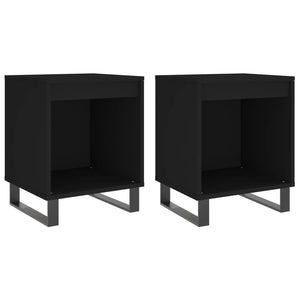 Nachttische Schwarz Holz 2er-Set