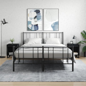 Nachttische Schwarz Holz 2er-Set