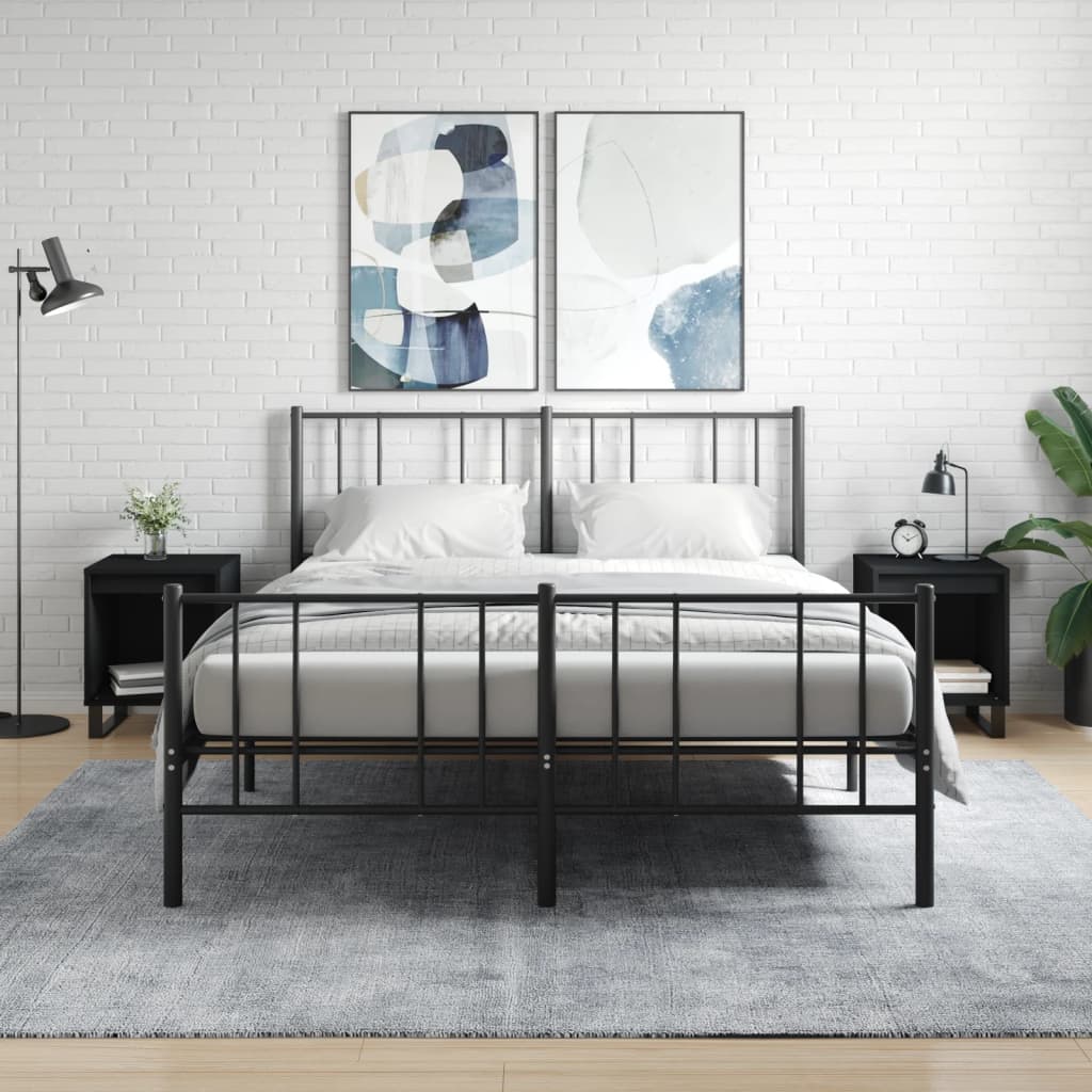 Nachttische Schwarz Holz 2er-Set