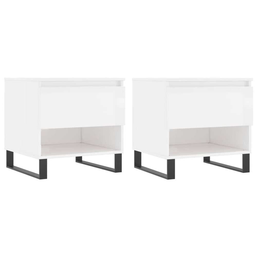 vidaXL Coffee Tables 2 pcs High-Gloss White 50x46x50 cm Engineered Wood