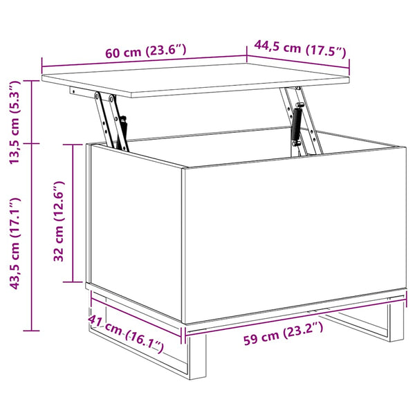 Couchtisch Grau Sonoma 60x45 cm