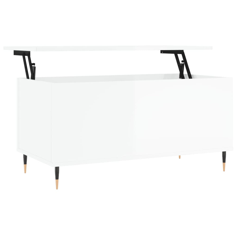 vidaXL Coffee Table High-Gloss White 90x44.5x45 cm Engineered Wood