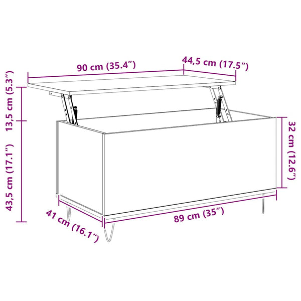 Schwarzer Couchtisch 90x45 cm