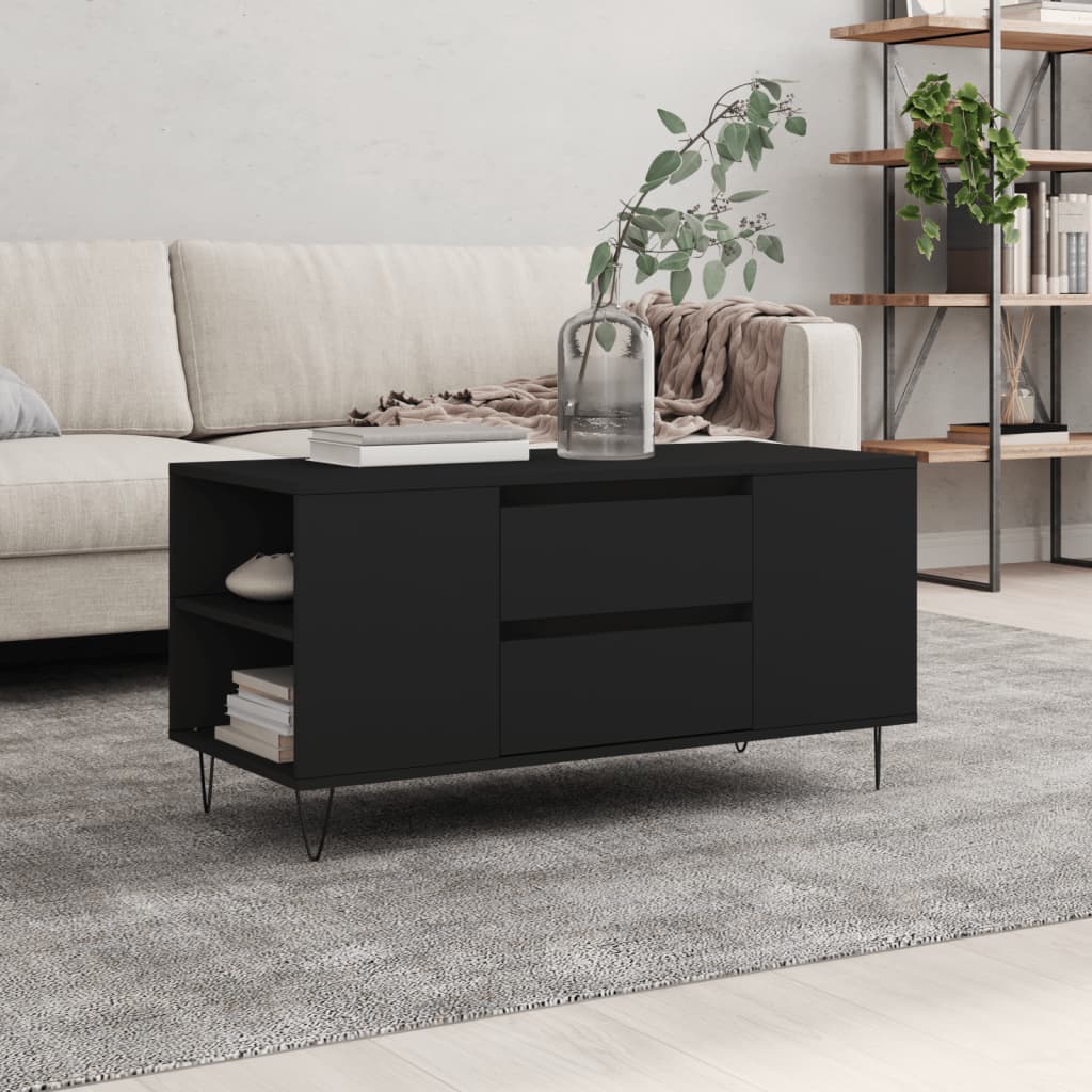Schwarzer Couchtisch 102 cm Holzwerkstoff