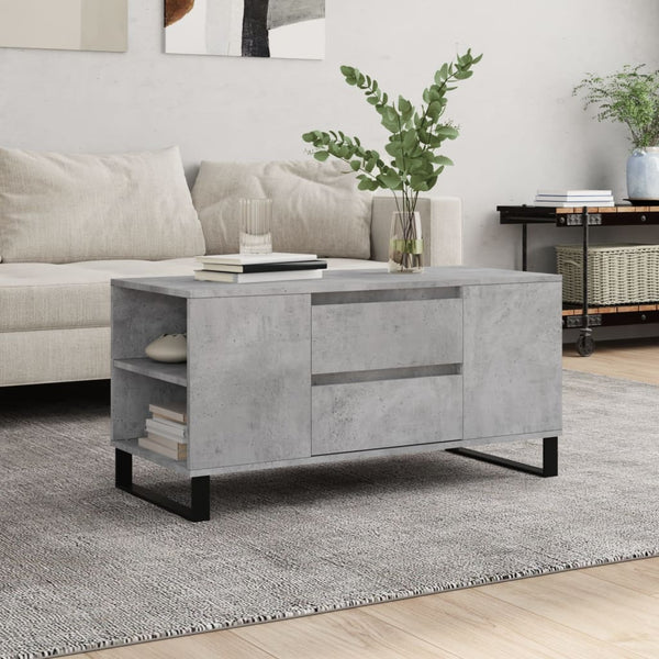 Betongrauer Couchtisch mit Stauraum