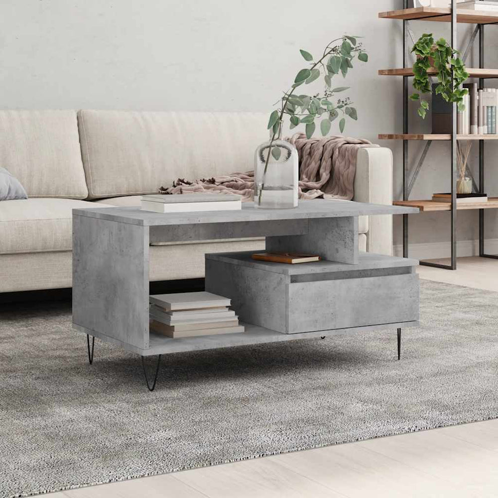 vidaXL Coffee Table Concrete Grey 90x49x45 cm Engineered Wood