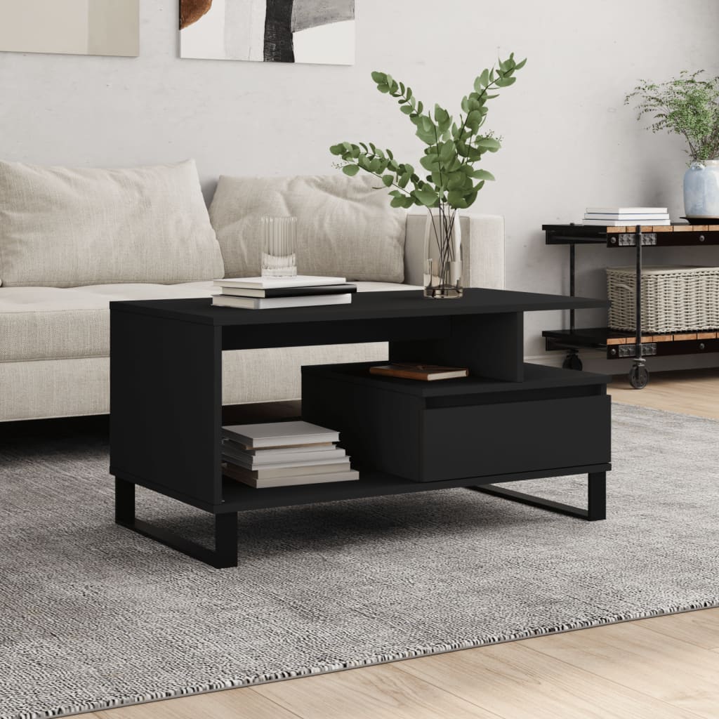 Schwarzer Couchtisch 90x49 cm