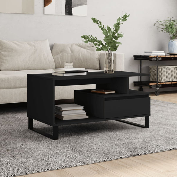 Schwarzer Couchtisch 90x49 cm