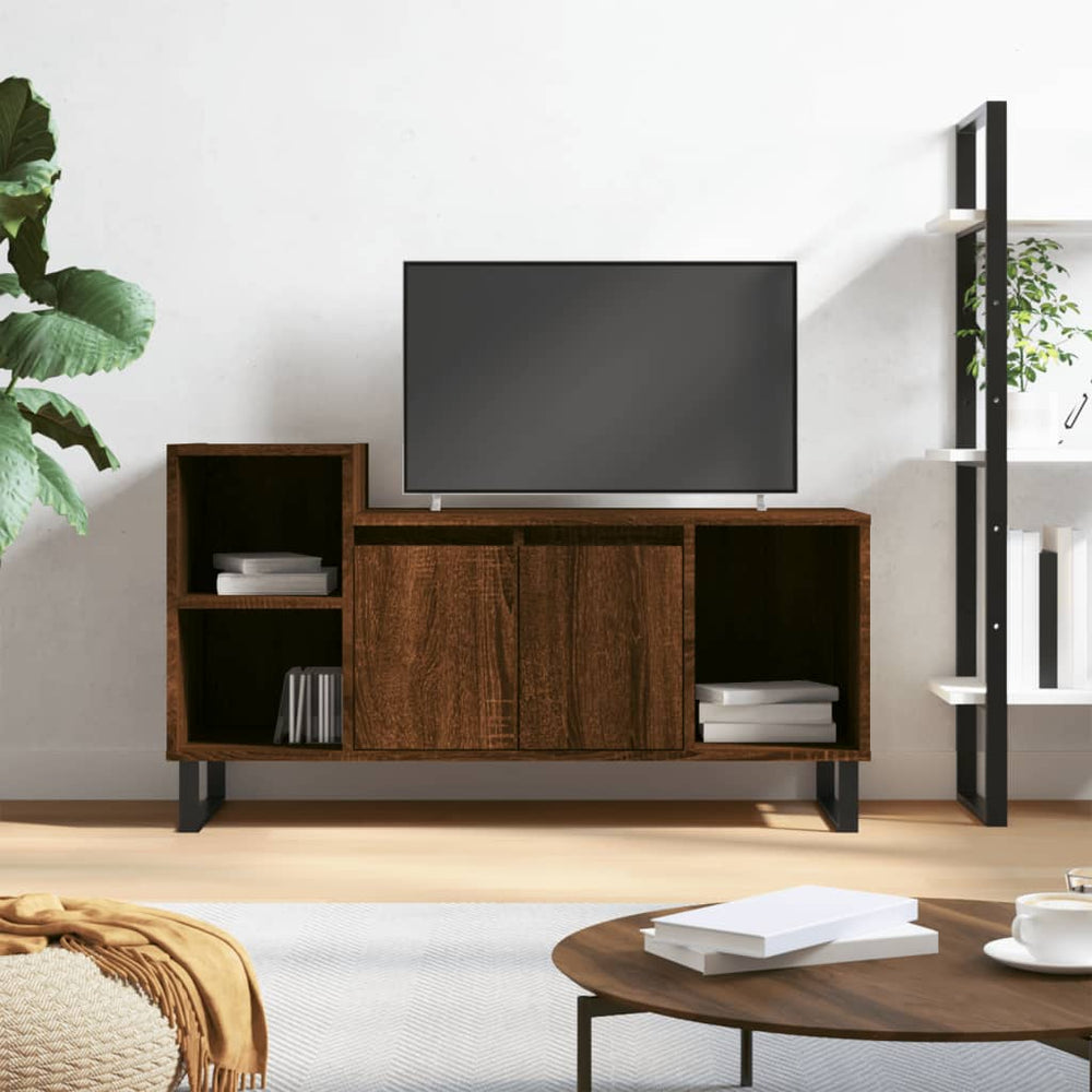 vidaXL Meuble TV marron aspect chêne 100x35x55 cm Bois d'ingénierie
