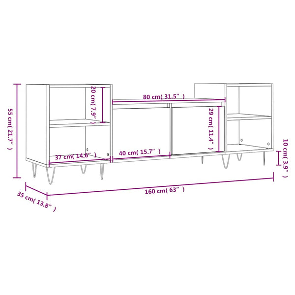 TV-Schrank Weiß 160 cm Holzwerkstoff