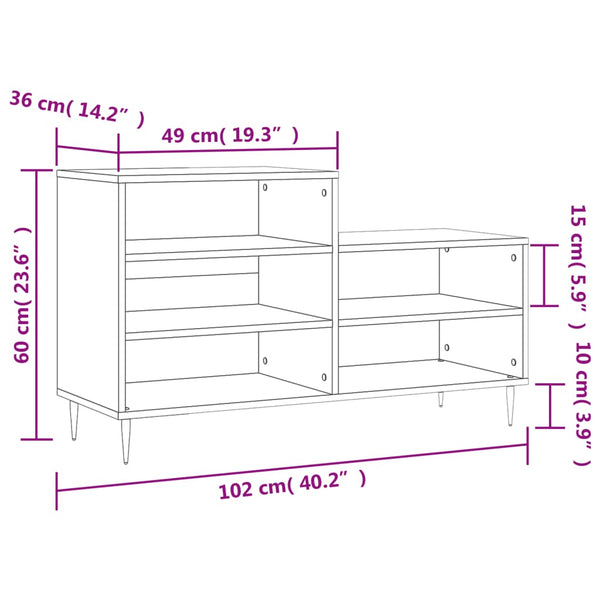 Schuhregal Sonoma Eiche 102x36x60 cm