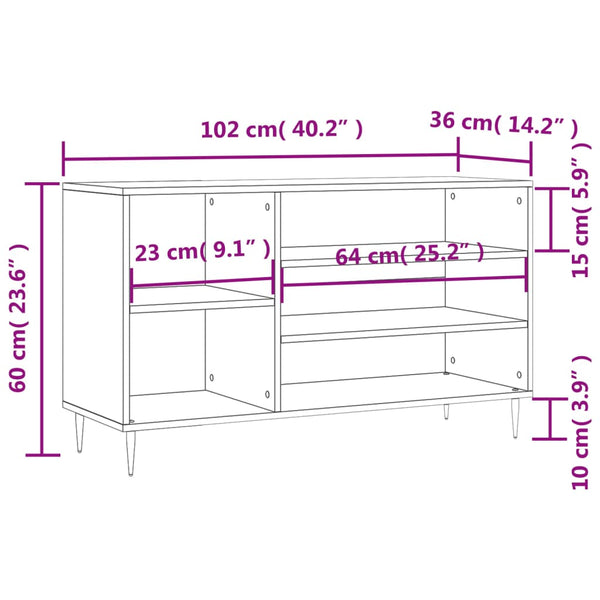 Hochglanz Schuhregal Weiß, 102cm