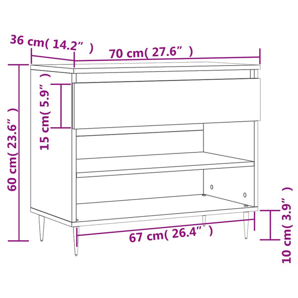 Weißes Schuhregal 70x36x60 cm