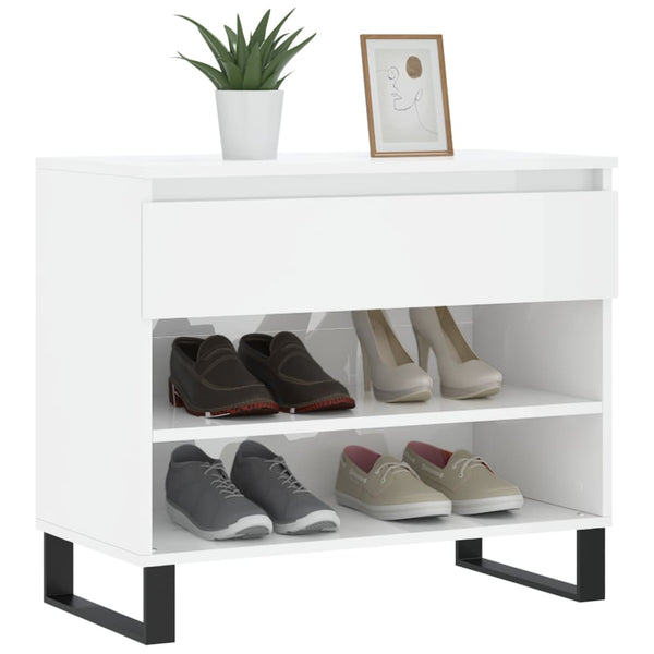 Schuhregal Hochglanz Weiß 70 cm