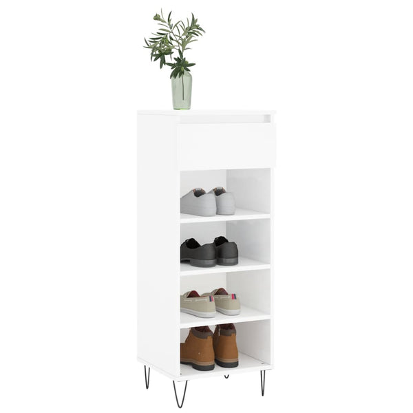 Hochglanz Schuhschrank Weiß 40x36x105 cm