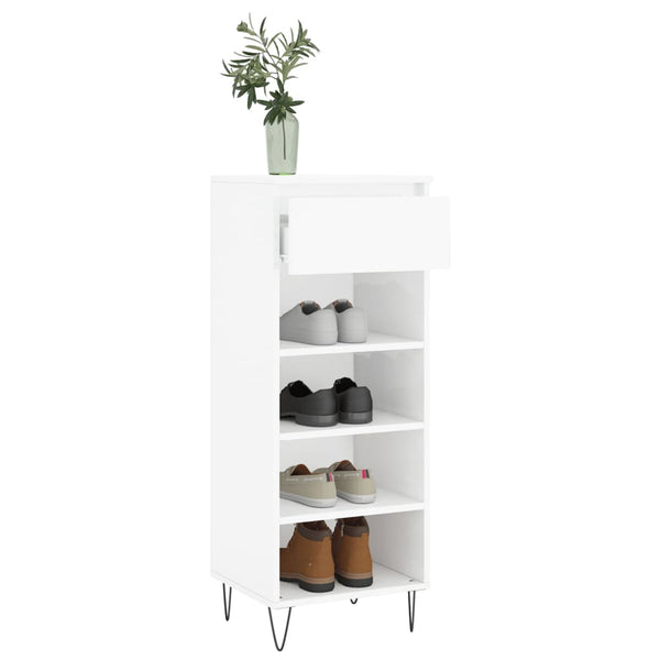 Hochglanz Schuhschrank Weiß 40x36x105 cm