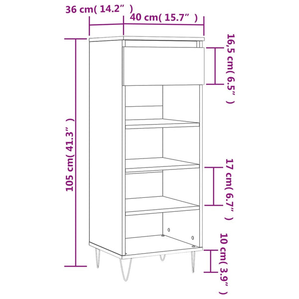 Hochglanz Schuhschrank Weiß 40x36x105 cm