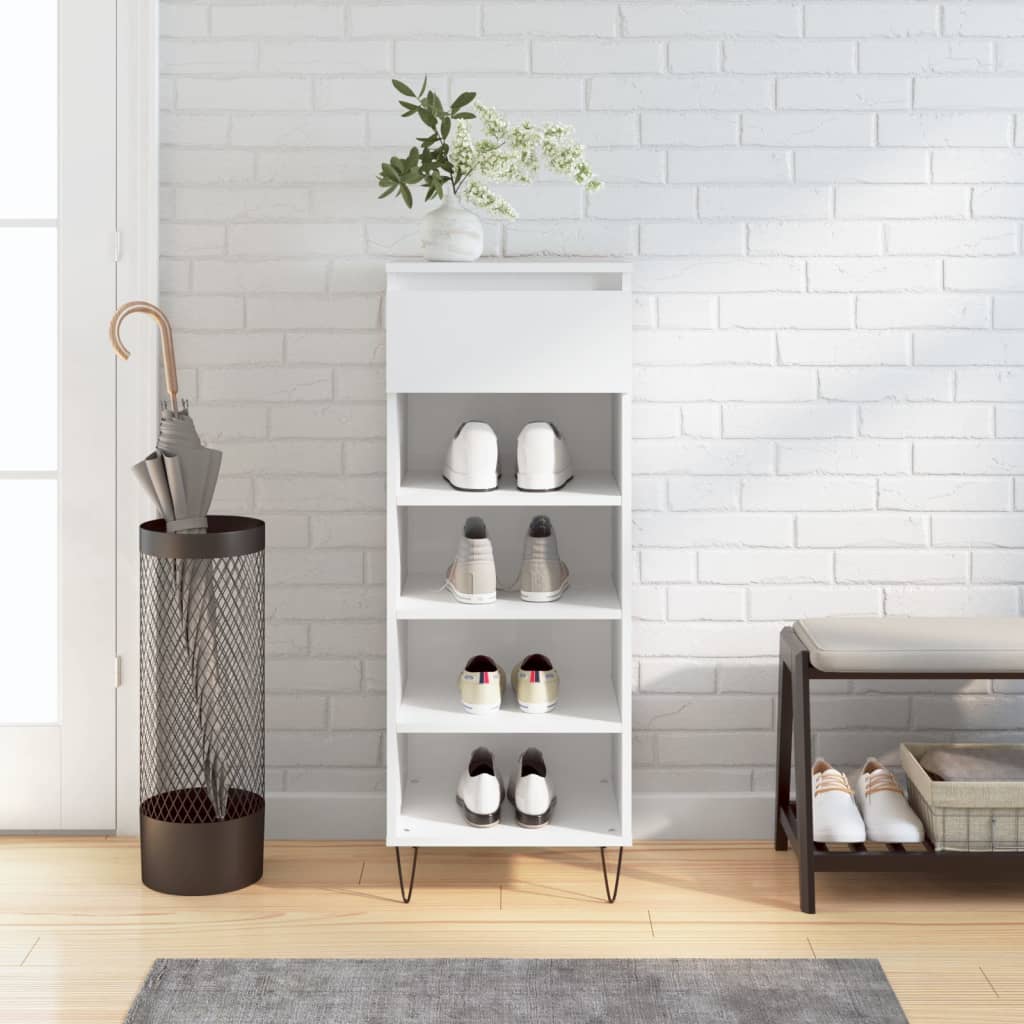 Hochglanz Schuhschrank Weiß 40x36x105 cm
