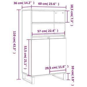 Highboard Räuchereiche 60x36x110 cm