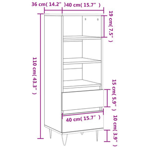 Betongraues Highboard 40x36x110 cm