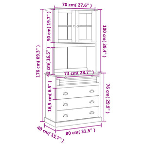 Highboard VIGO Kiefer Massivholz 80x176 cm