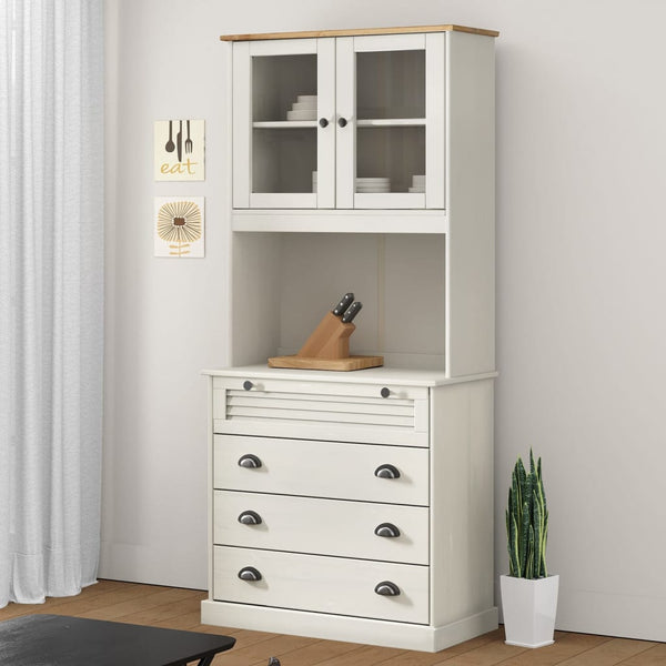Highboard VIGO Weiß Kiefer Massivholz 80x176cm