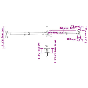Tischhalterung für 3 Monitore, VESA 75/100 mm