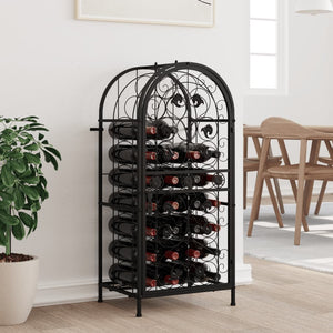 Weinregal für 33 Flaschen, Schmiedeeisen Schwarz