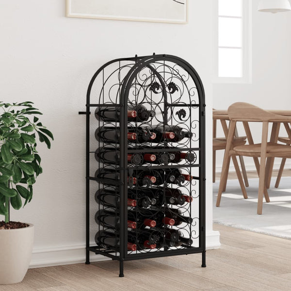 Weinregal für 33 Flaschen, Schmiedeeisen Schwarz