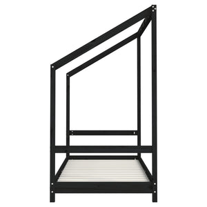 Schwarzes Kinderbett 80x200 cm Kiefernholz