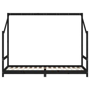 Schwarzes Kinderbett 80x200 cm Kiefernholz