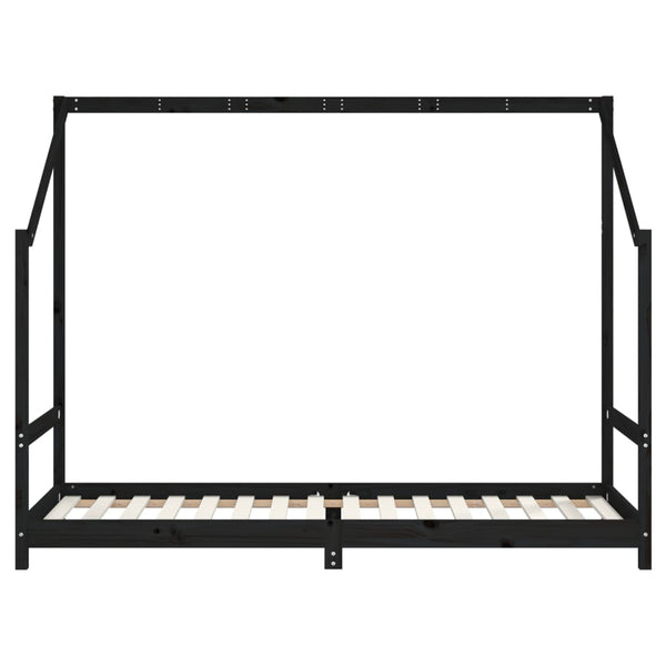 Schwarzes Kinderbett 80x200 cm Kiefernholz
