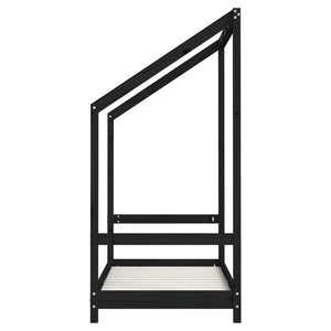 Schwarzes Kinderbett 70x140 cm Kieferholz