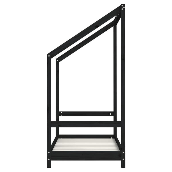 Schwarzes Kinderbett 70x140 cm Kieferholz